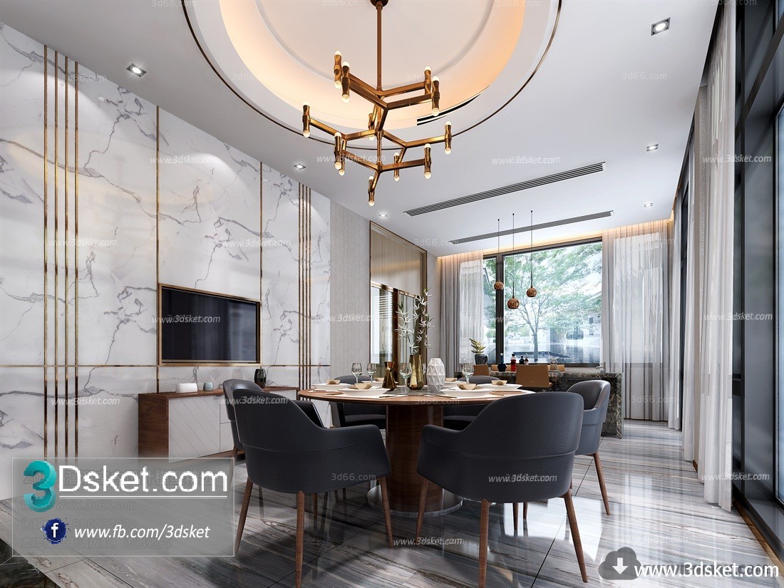 3D Interior Model Kitchen Room B006 Scene 3dsmax