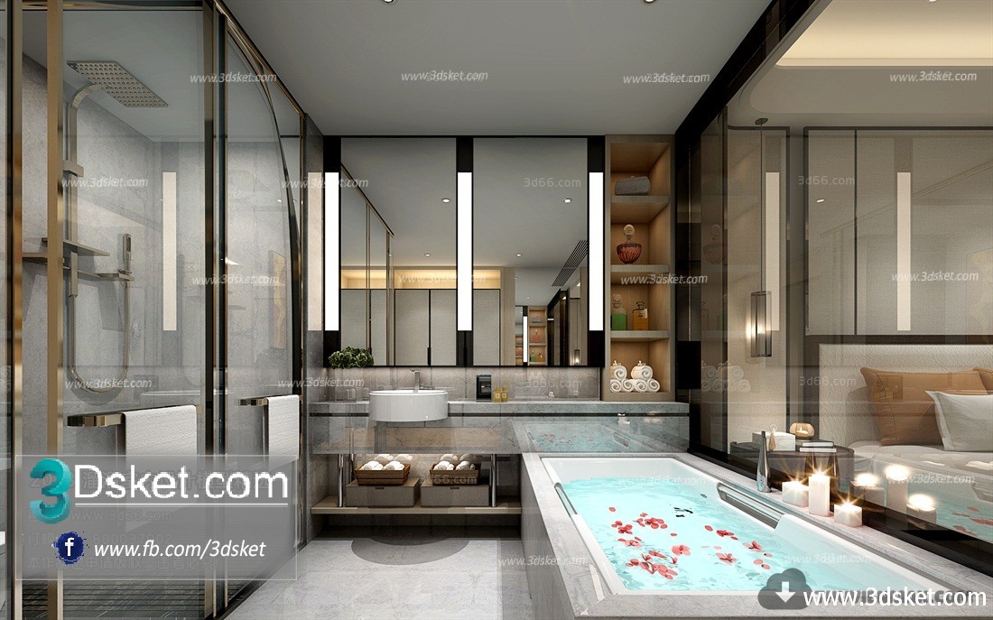 3D Interior Model BathRoom B007 Scene 3dsmax