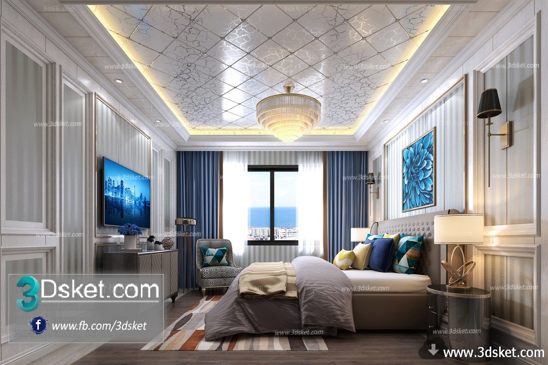 3D Interior Model BedRoom B007 Scene 3dsmax