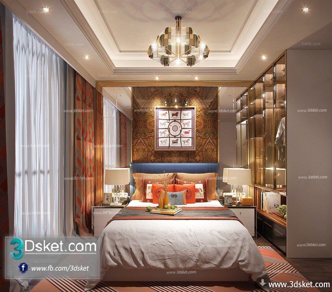 3D Interior Model BedRoom B008 Scene 3dsmax