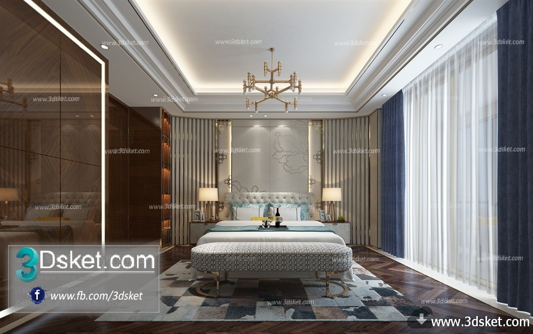 3D Interior Model BedRoom B009 Scene 3dsmax