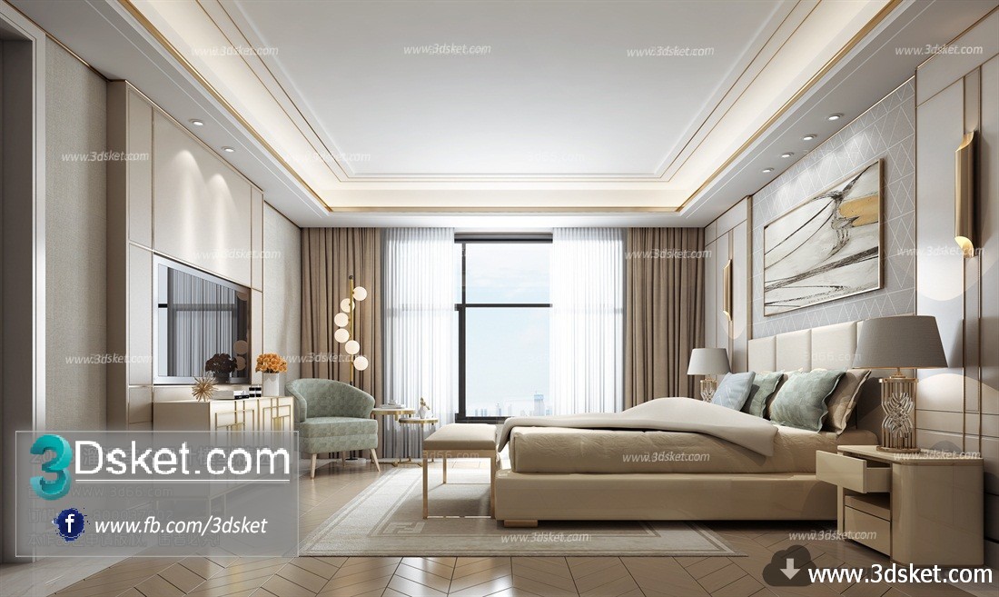 3D Interior Model BedRoom B010 Scene 3dsmax