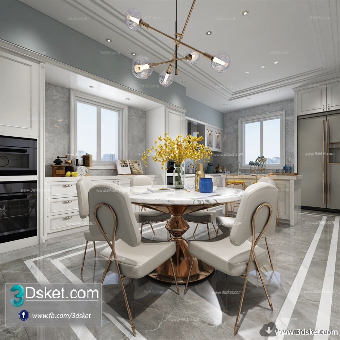 3D Interior Model Kitchen Room B010 Scene 3dsmax