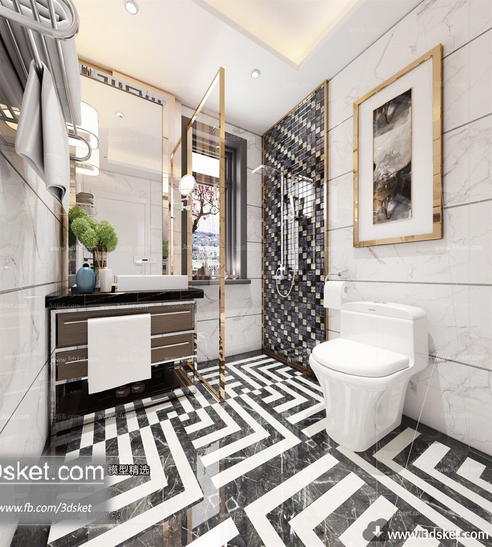 3D Interior Model BathRoom B011 Scene 3dsmax