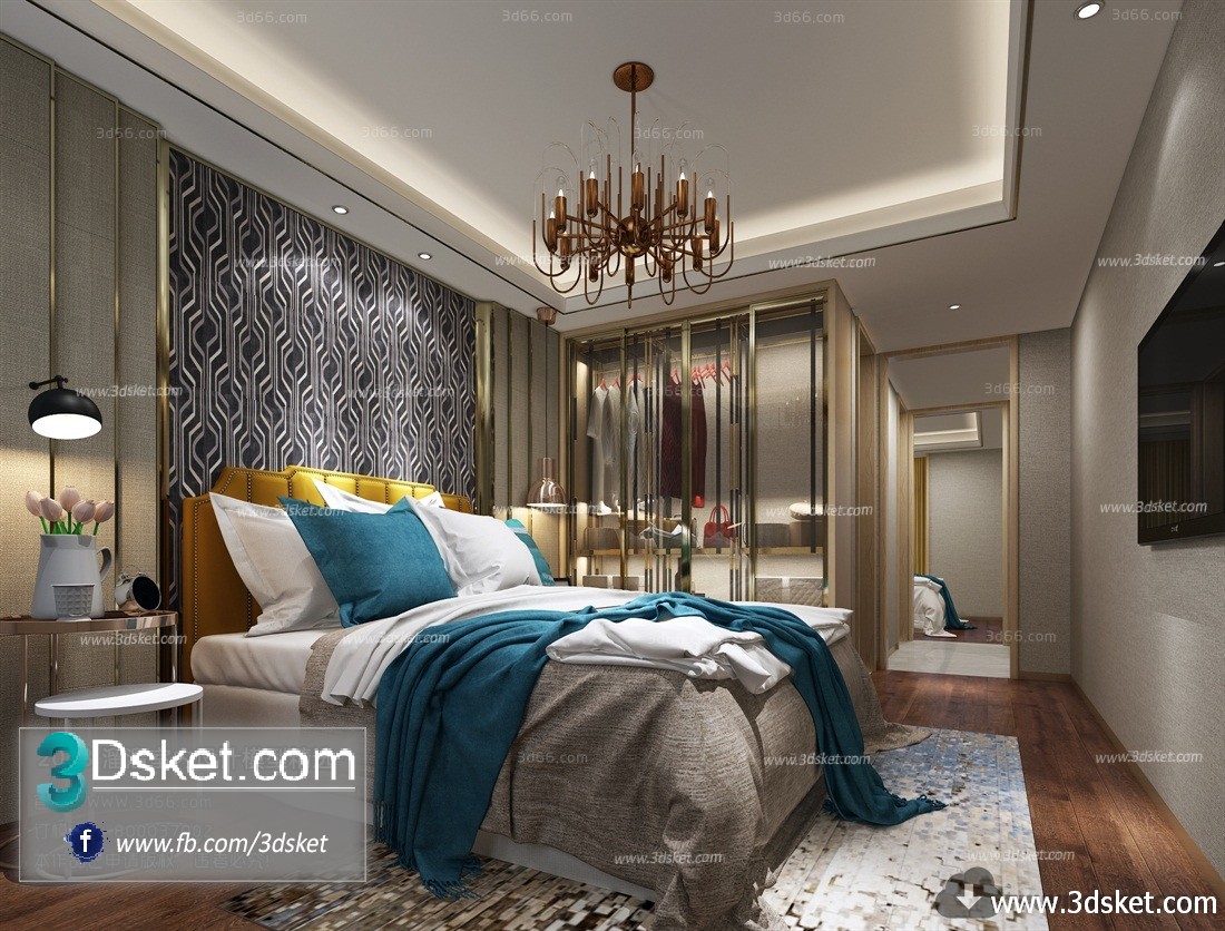 3D Interior Model BedRoom B011 Scene 3dsmax