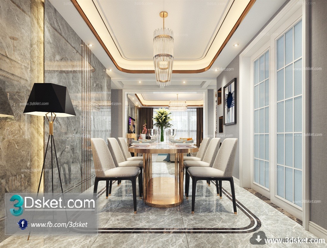 3D Interior Model Kitchen Room B011 Scene 3dsmax