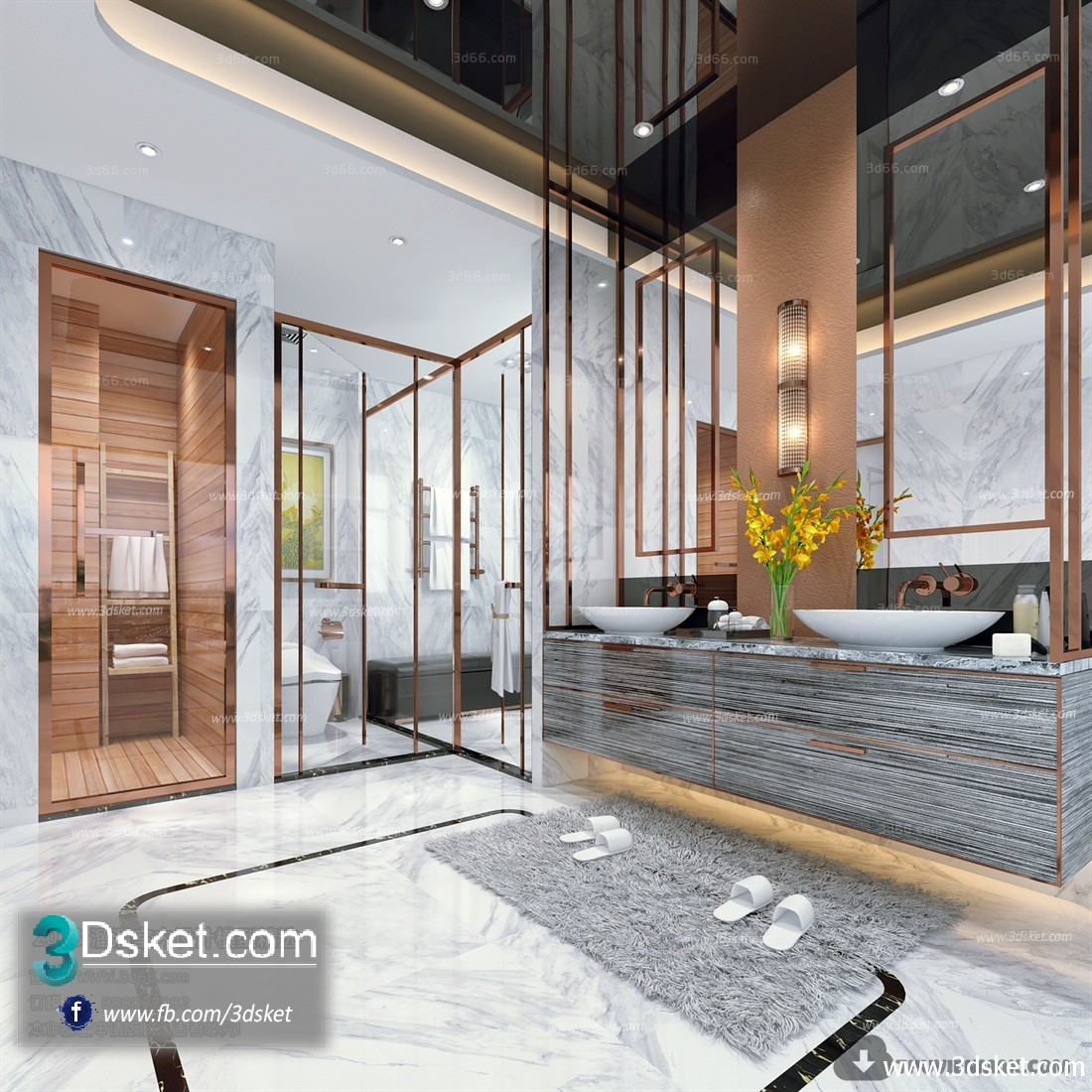 3D Interior Model BathRoom B012 Scene 3dsmax
