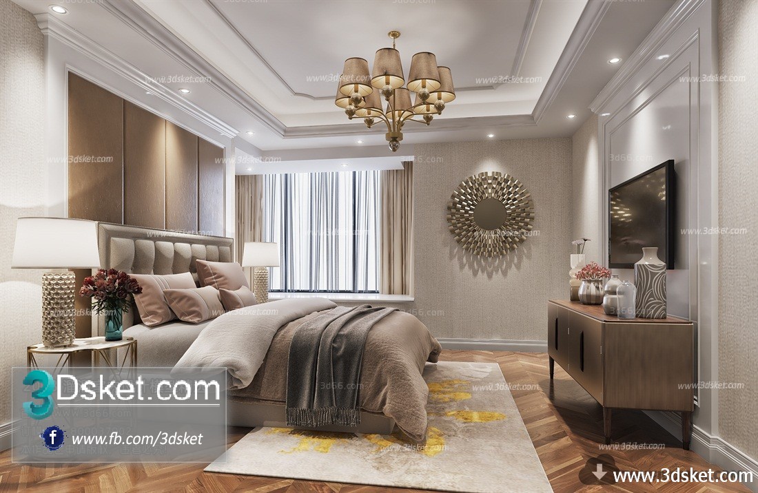 3D Interior Model BedRoom B012 Scene 3dsmax