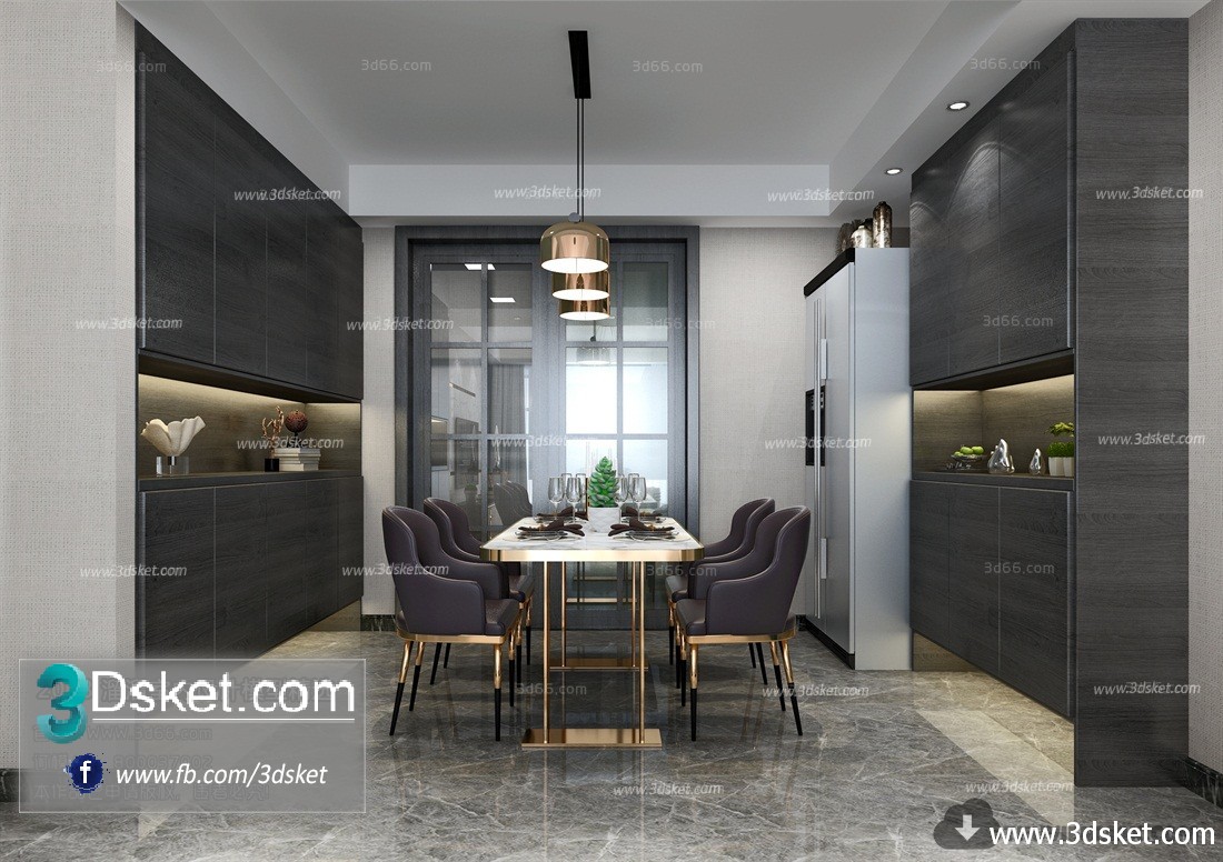 3D Interior Model Kitchen Room B012 Scene 3dsmax