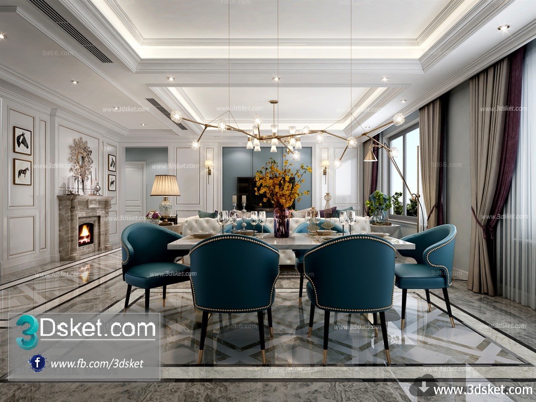 3D Interior Model Kitchen Room B013 Scene 3dsmax