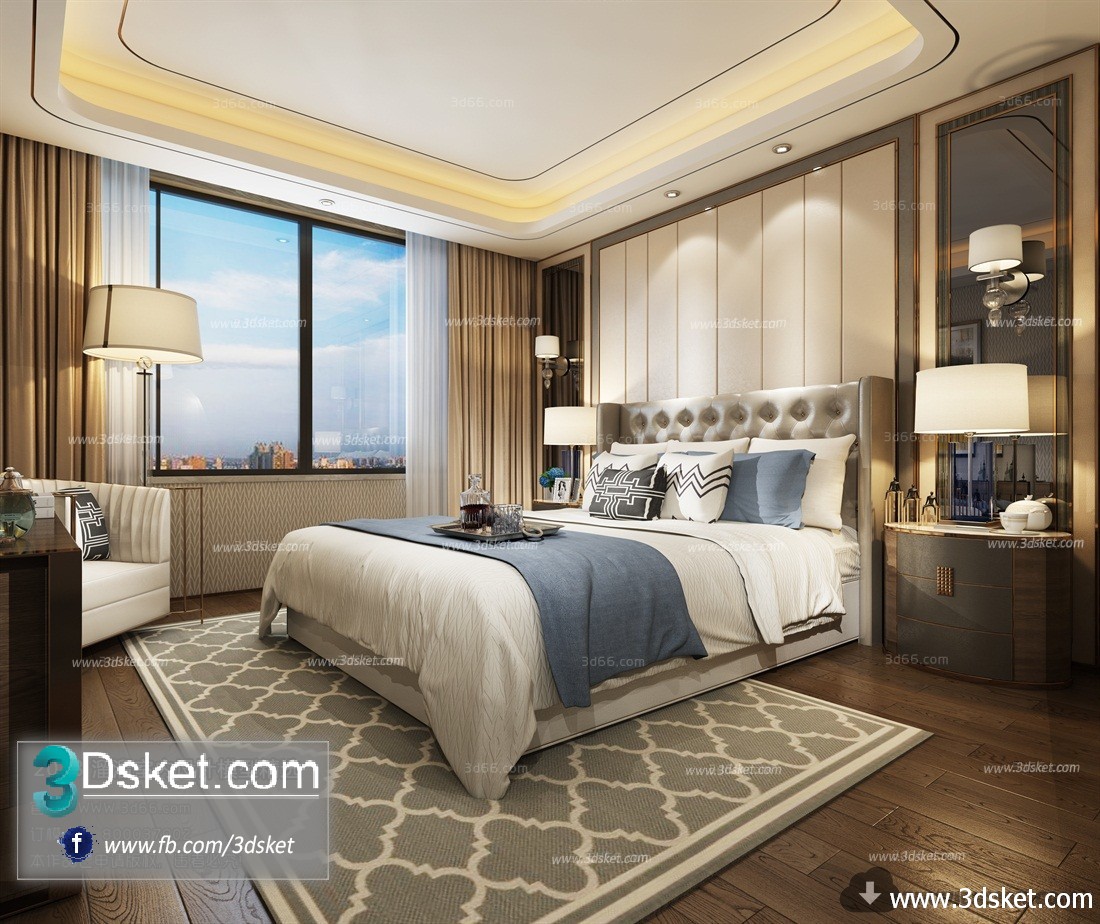 3D Interior Model BedRoom B014 Scene 3dsmax