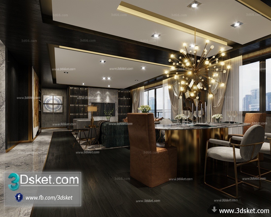 3D Interior Model Kitchen Room B014 Scene 3dsmax