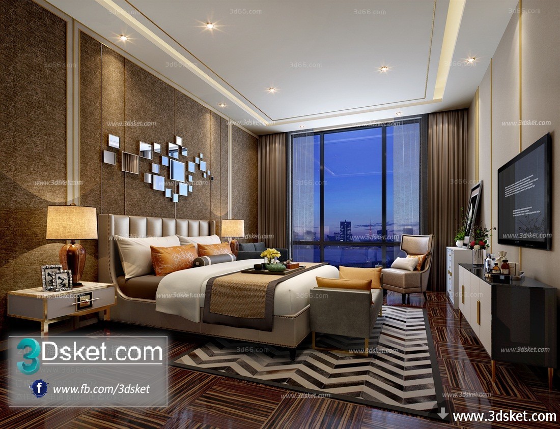 3D Interior Model BedRoom B015 Scene 3dsmax