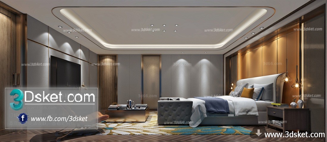 3D Interior Model BedRoom B017 Scene 3dsmax