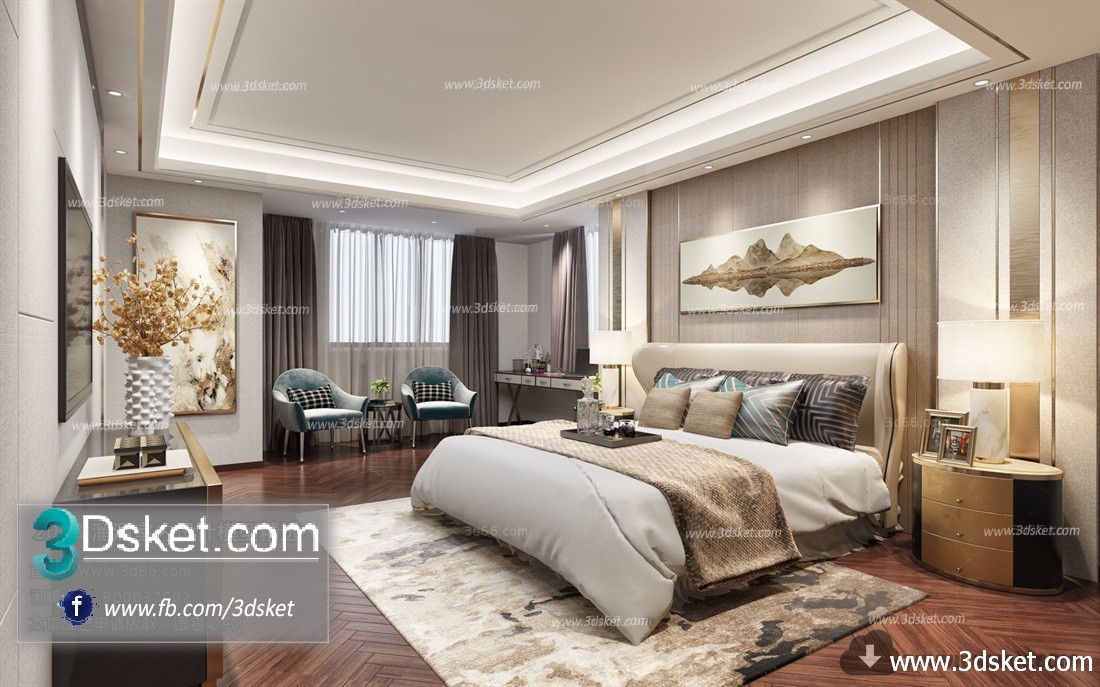 3D Interior Model BedRoom B018 Scene 3dsmax