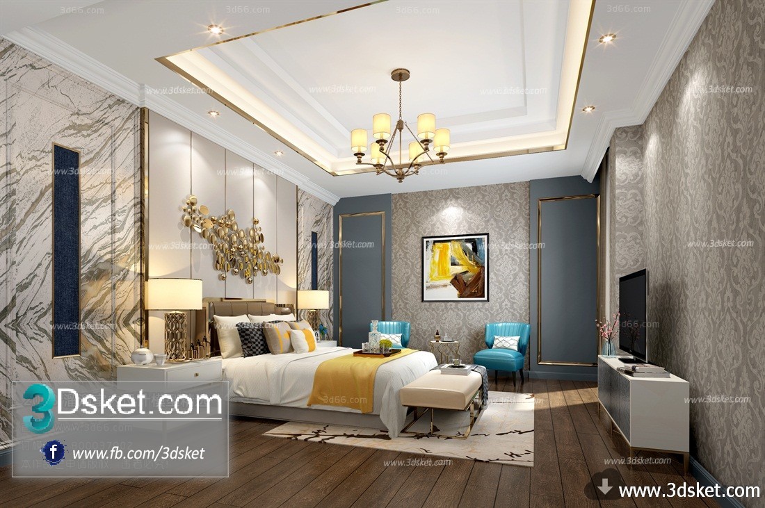 3D Interior Model BedRoom B020 Scene 3dsmax