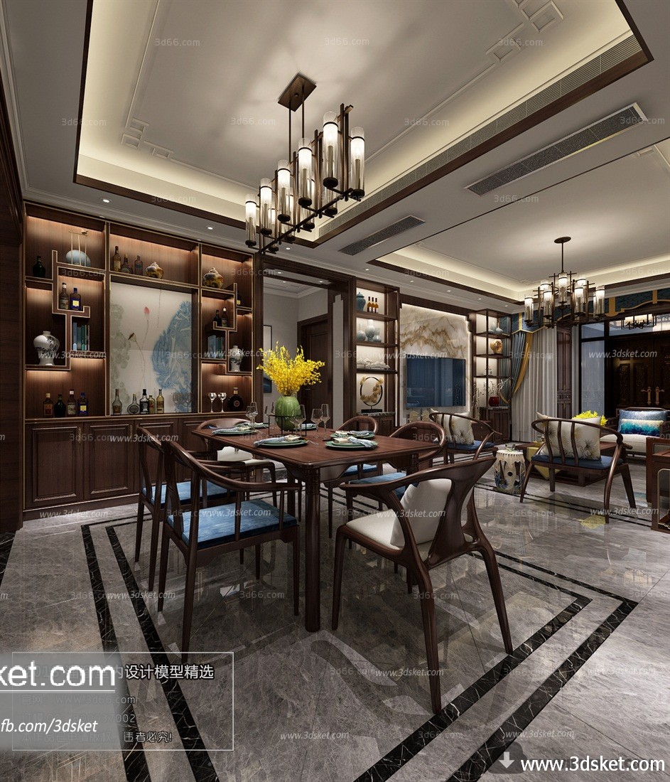 3D Interior Model Kitchen Room C001 Scene 3dsmax