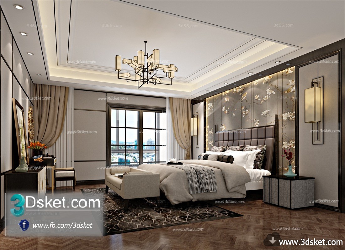 3D Interior Model BedRoom C001 Scene 3dsmax