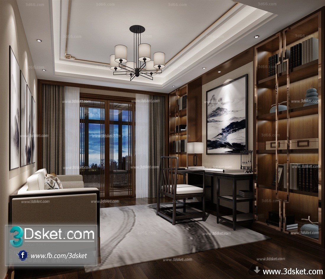 3D Interior Model Work Room C001 Scene 3dsmax