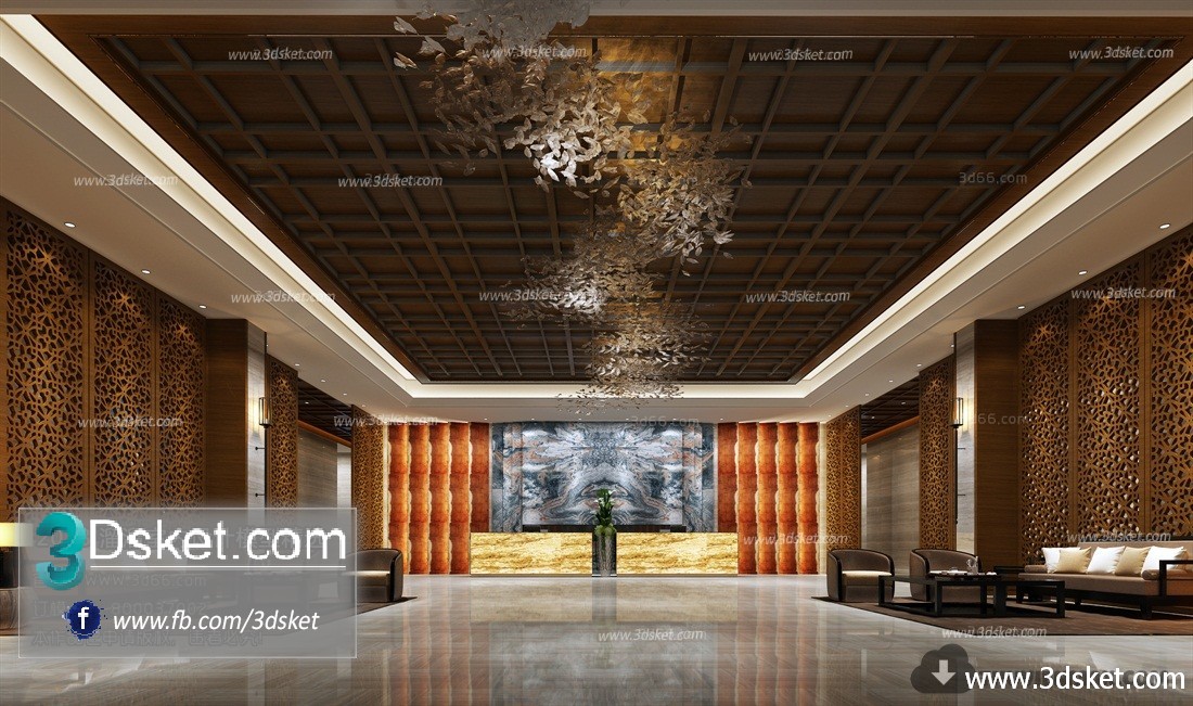 3D Interior Model Reception Space C003 Scene 3dsmax