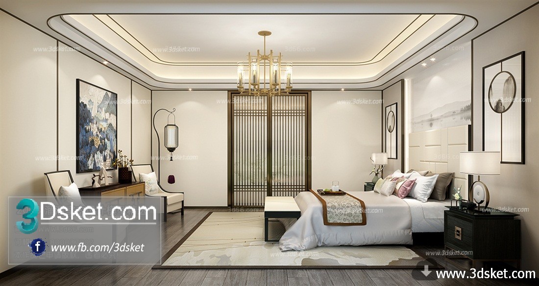 3D Interior Model BedRoom C003 Scene 3dsmax