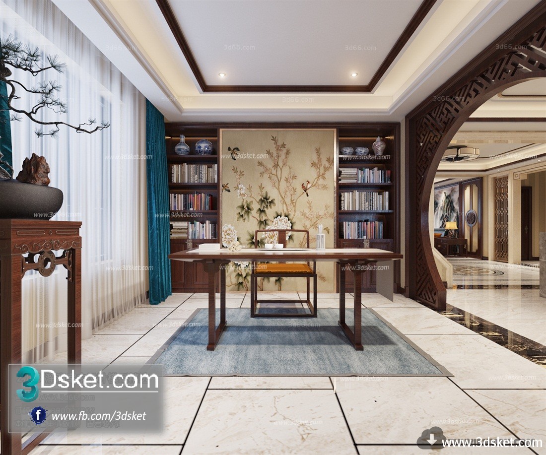 3D Interior Model Work Room C003 Scene 3dsmax