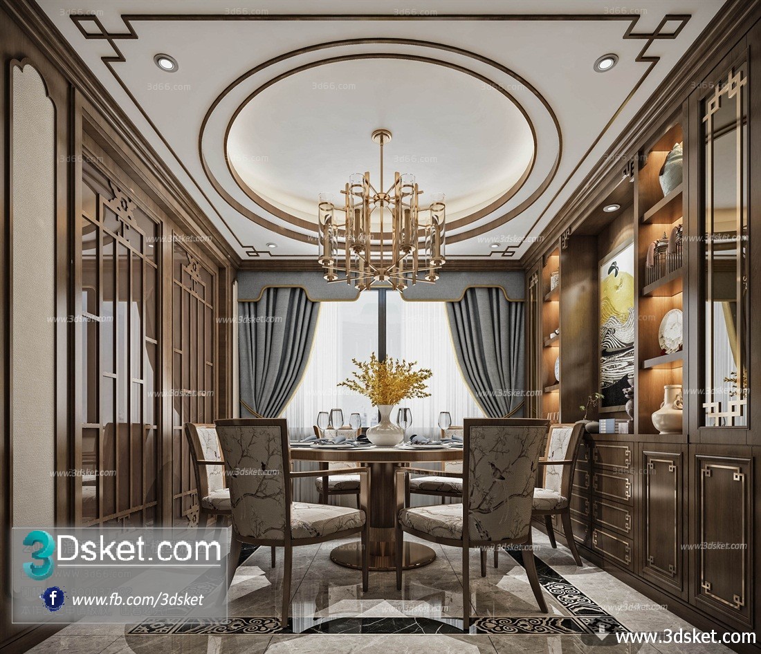 3D Interior Model Kitchen Room C004 Scene 3dsmax