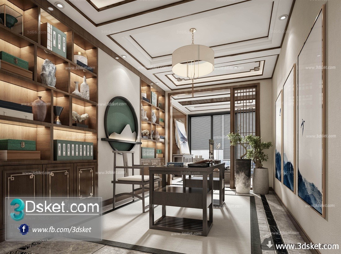 3D Interior Model Work Room C004 Scene 3dsmax