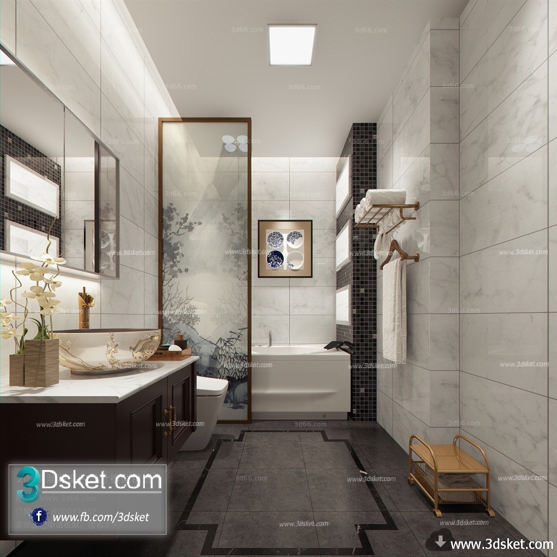 3D Interior Model BathRoom C005 Scene 3dsmax