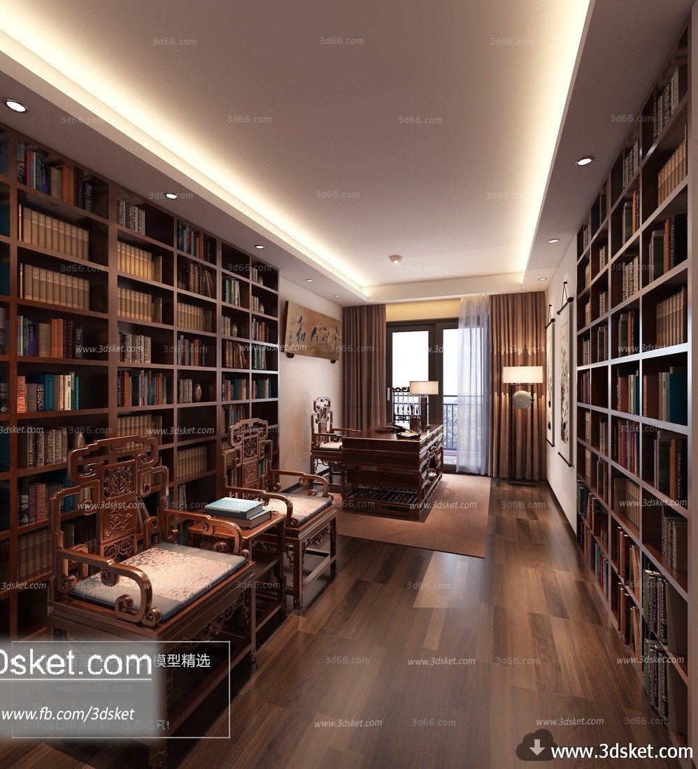 3D Interior Model Work Room C005 Scene 3dsmax