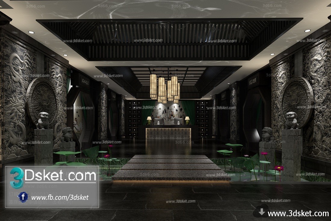 3D Interior Model Reception Space C006 Scene 3dsmax