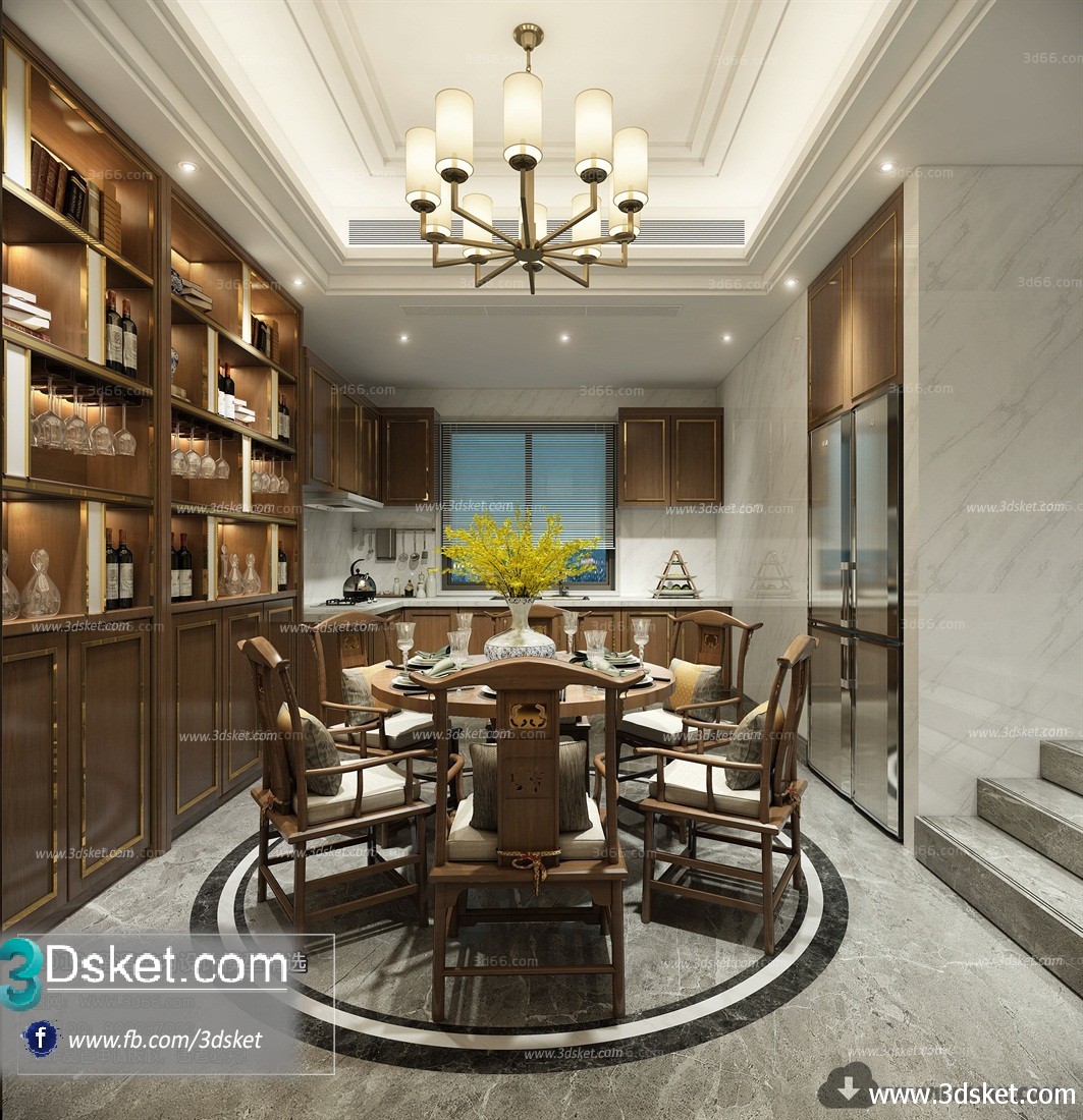 3D Interior Model Kitchen Room C006 Scene 3dsmax