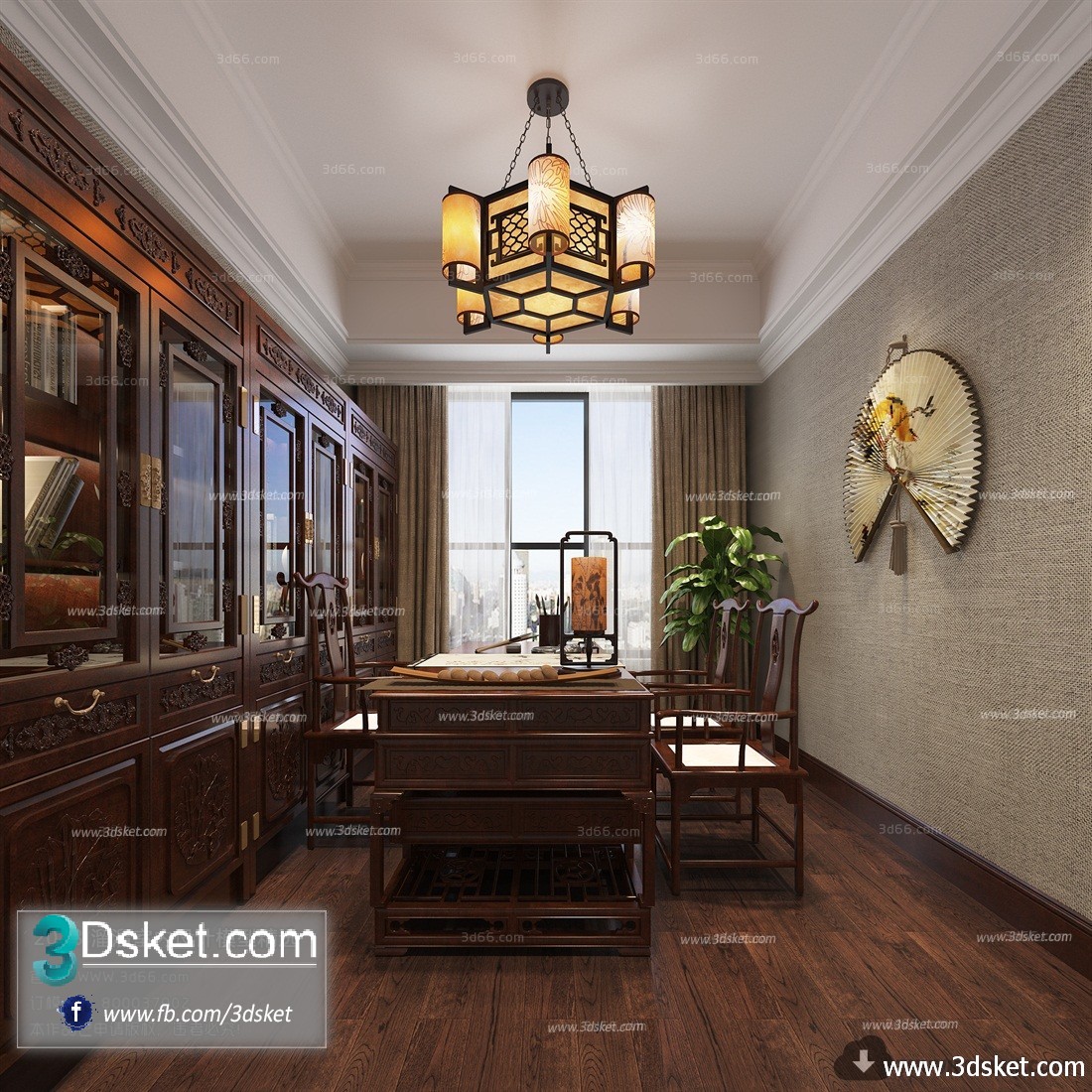 3D Interior Model Work Room C006 Scene 3dsmax