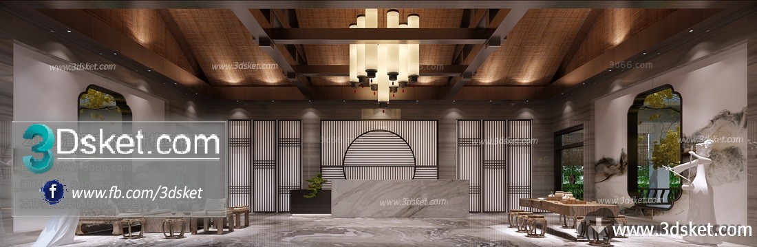 3D Interior Model Reception Space C007 Scene 3dsmax