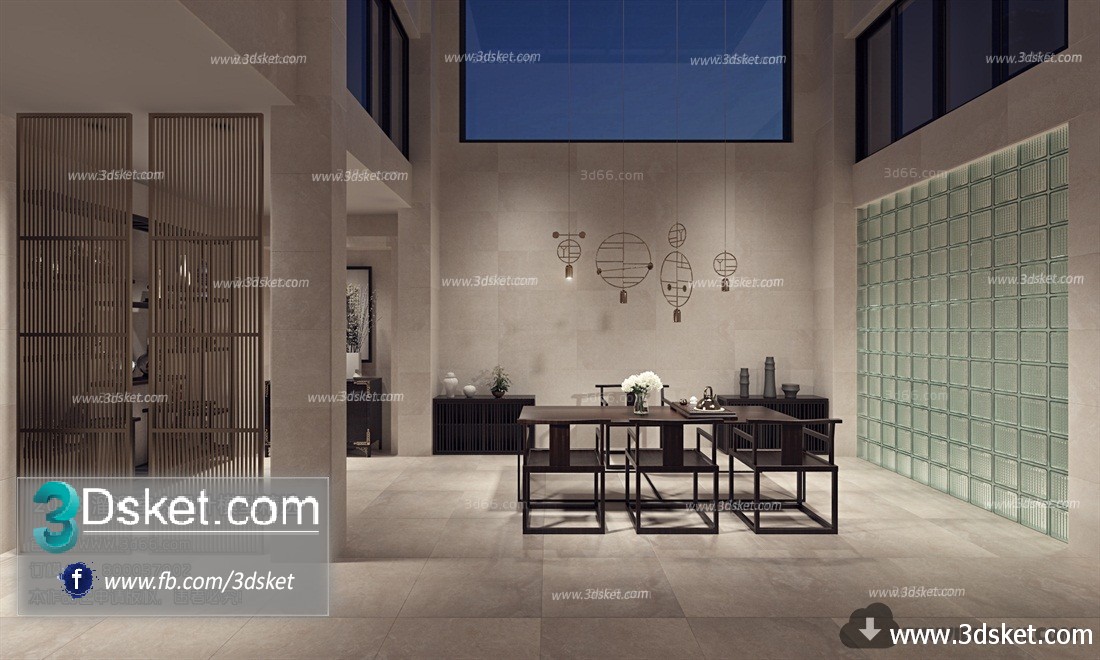 3D Interior Model Kitchen Room C007 Scene 3dsmax