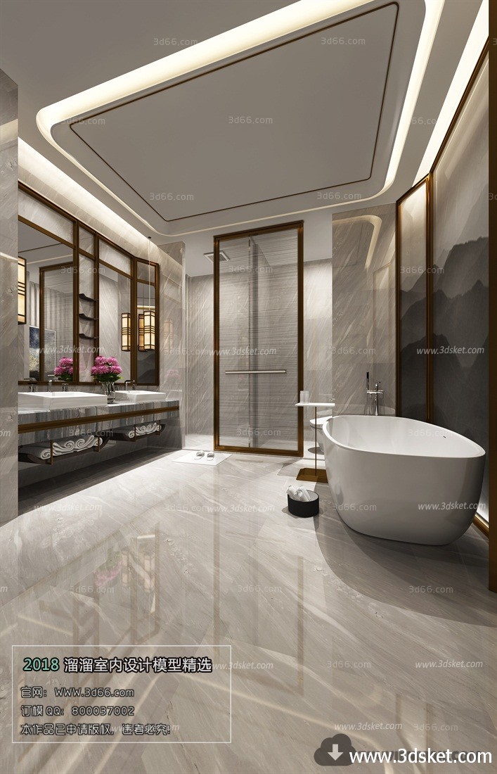 3D Interior Model BathRoom C007 Scene 3dsmax