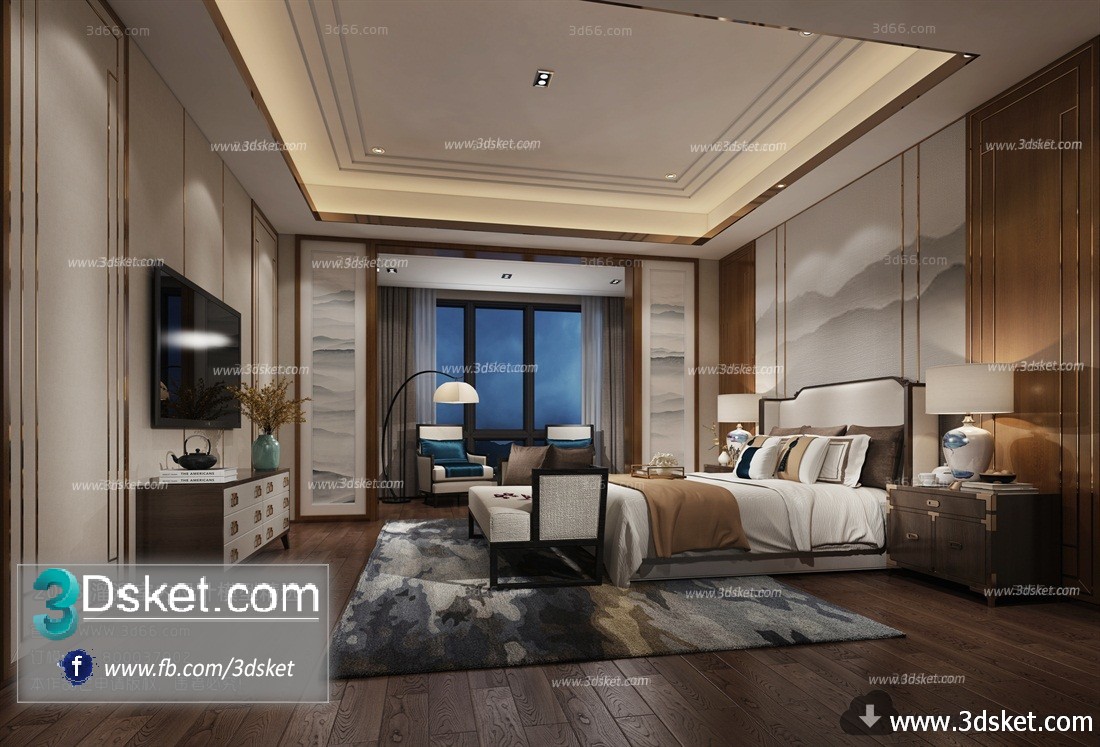 3D Interior Model BedRoom C007 Scene 3dsmax