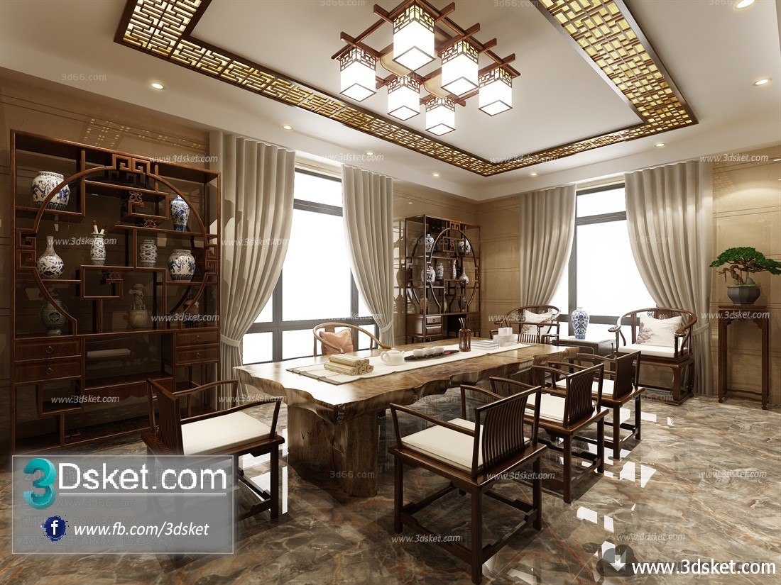 3D Interior Model Work Room C007 Scene 3dsmax