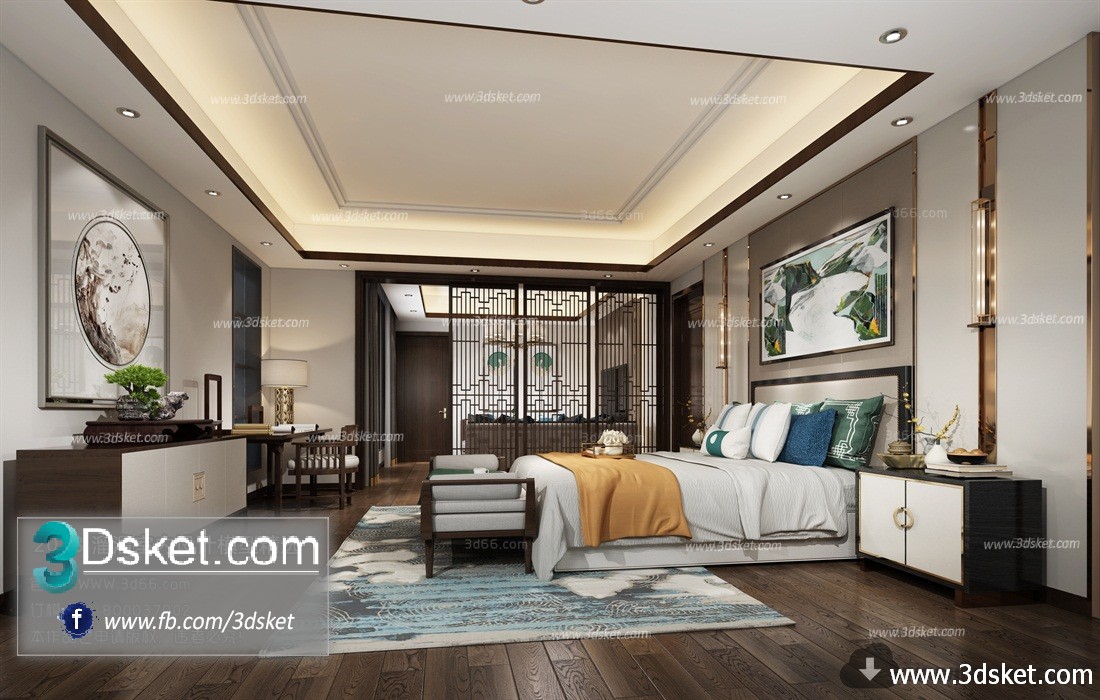 3D Interior Model BedRoom C008 Scene 3dsmax