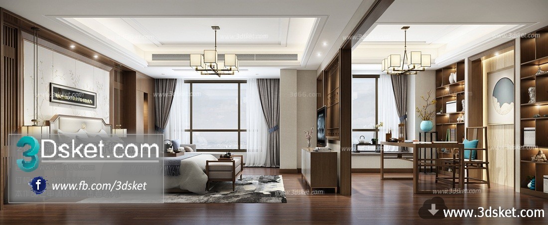 3D Interior Model BedRoom C009 Scene 3dsmax