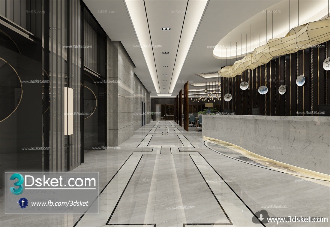 3D Interior Model Reception Space C010 Scene 3dsmax