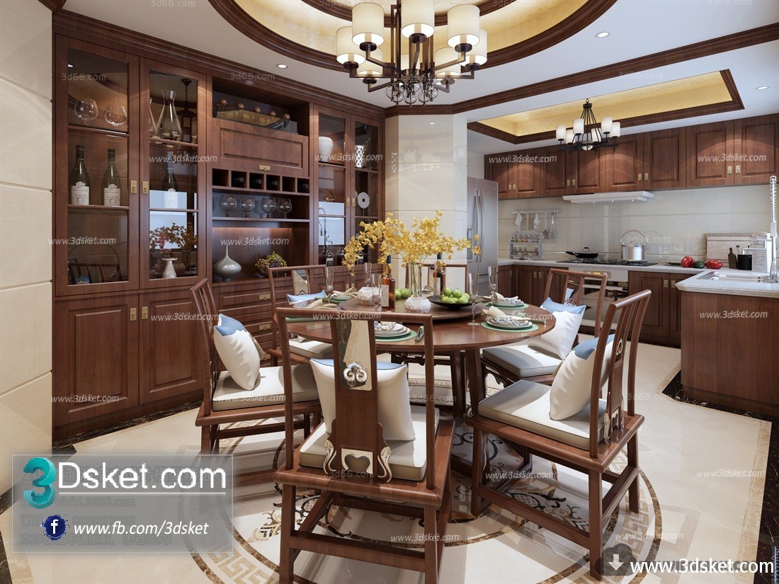 3D Interior Model Kitchen Room C010 Scene 3dsmax