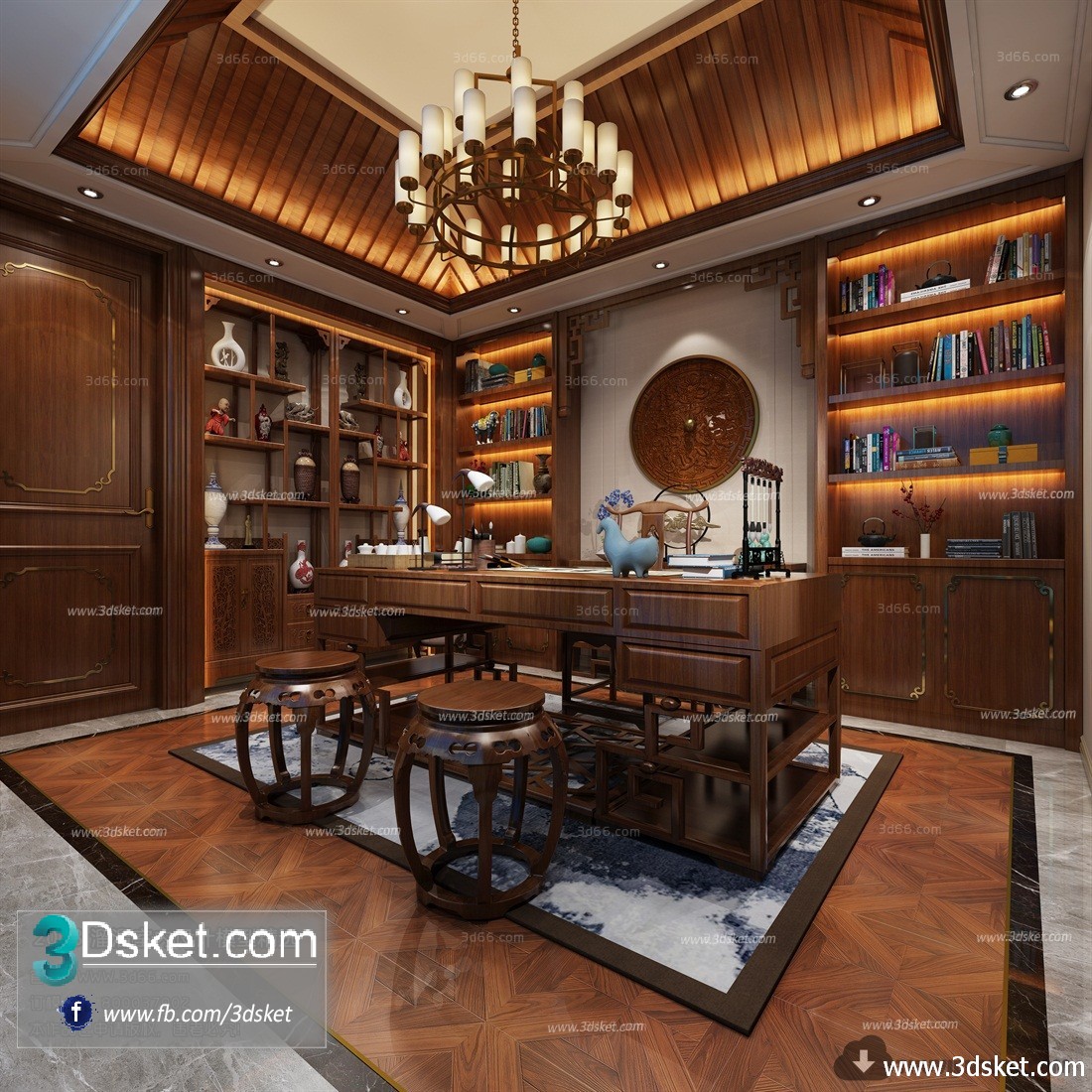 3D Interior Model Work Room C010 Scene 3dsmax