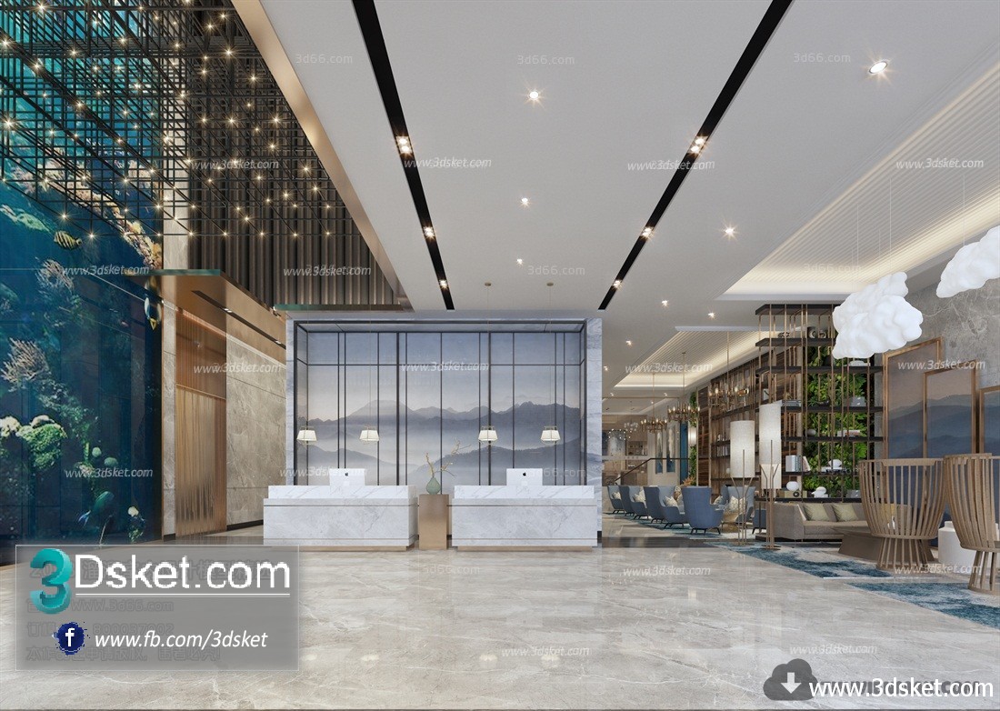 3D Interior Model Reception Space C011 Scene 3dsmax
