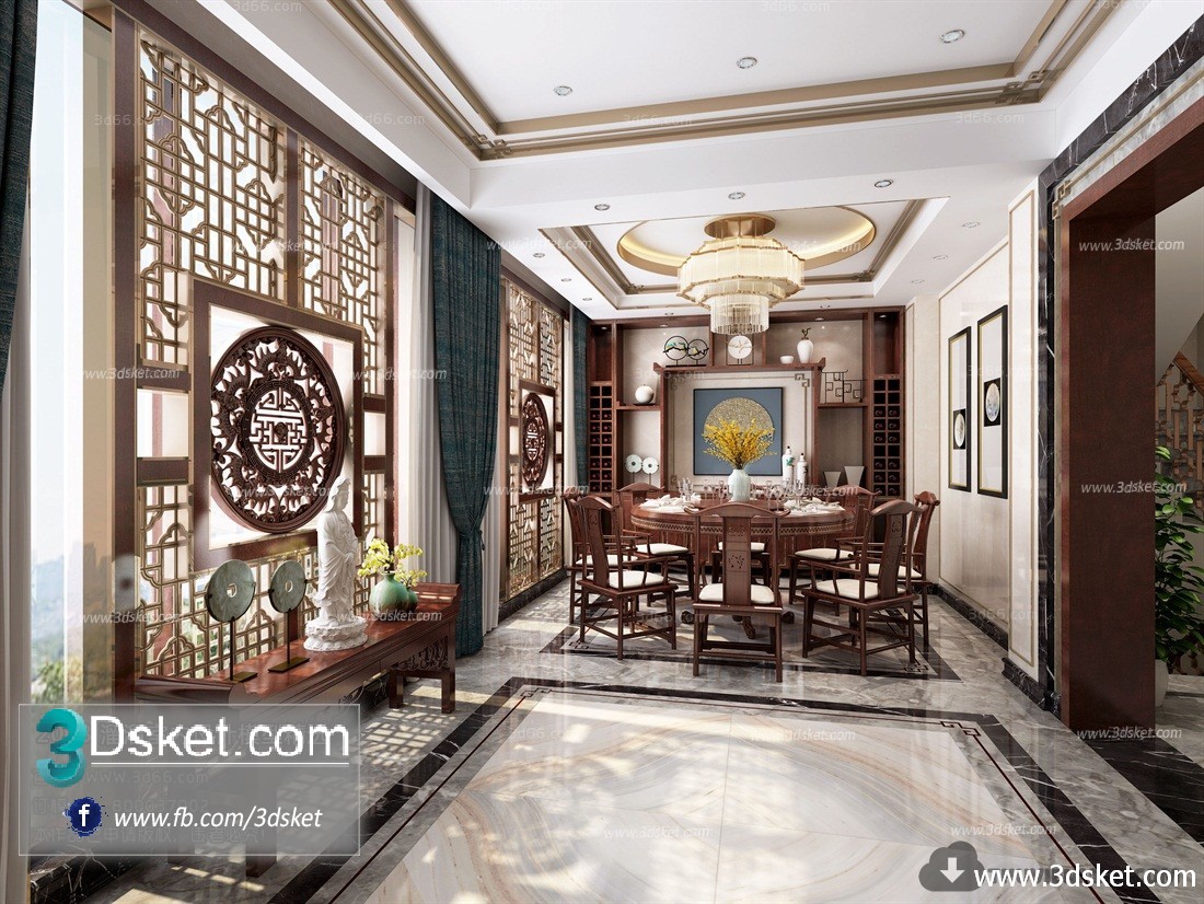 3D Interior Model Kitchen Room C011 Scene 3dsmax