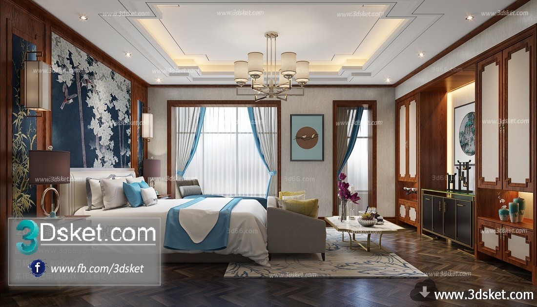 3D Interior Model BedRoom C011 Scene 3dsmax
