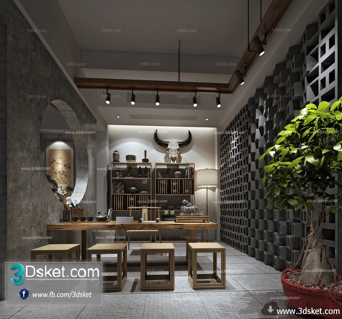 3D Interior Model Work Room C011 Scene 3dsmax