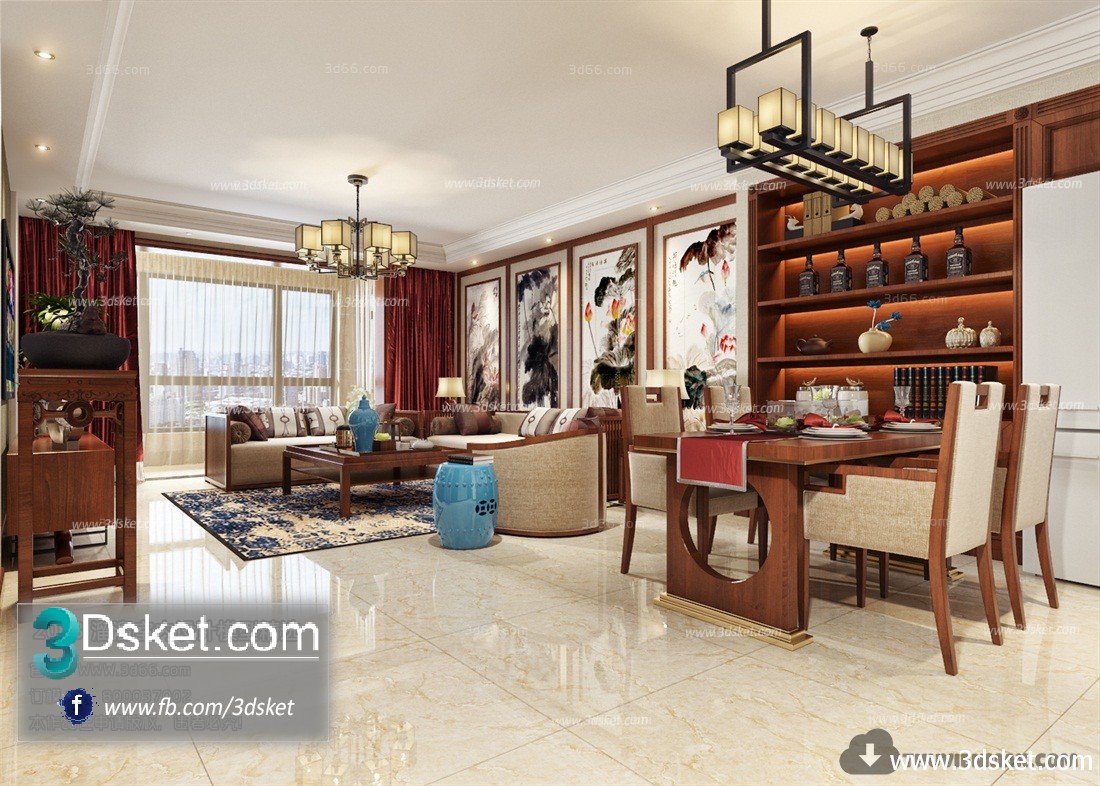 3D Interior Model Kitchen Room C012 Scene 3dsmax