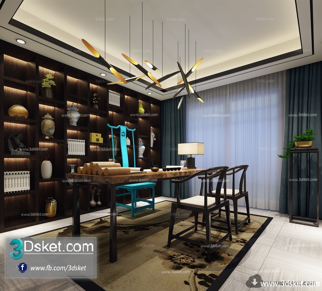 3D Interior Model Work Room C012 Scene 3dsmax