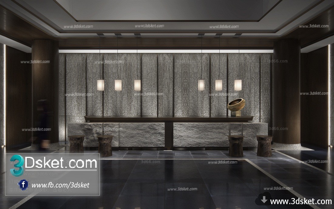3D Interior Model Reception Space C013 Scene 3dsmax